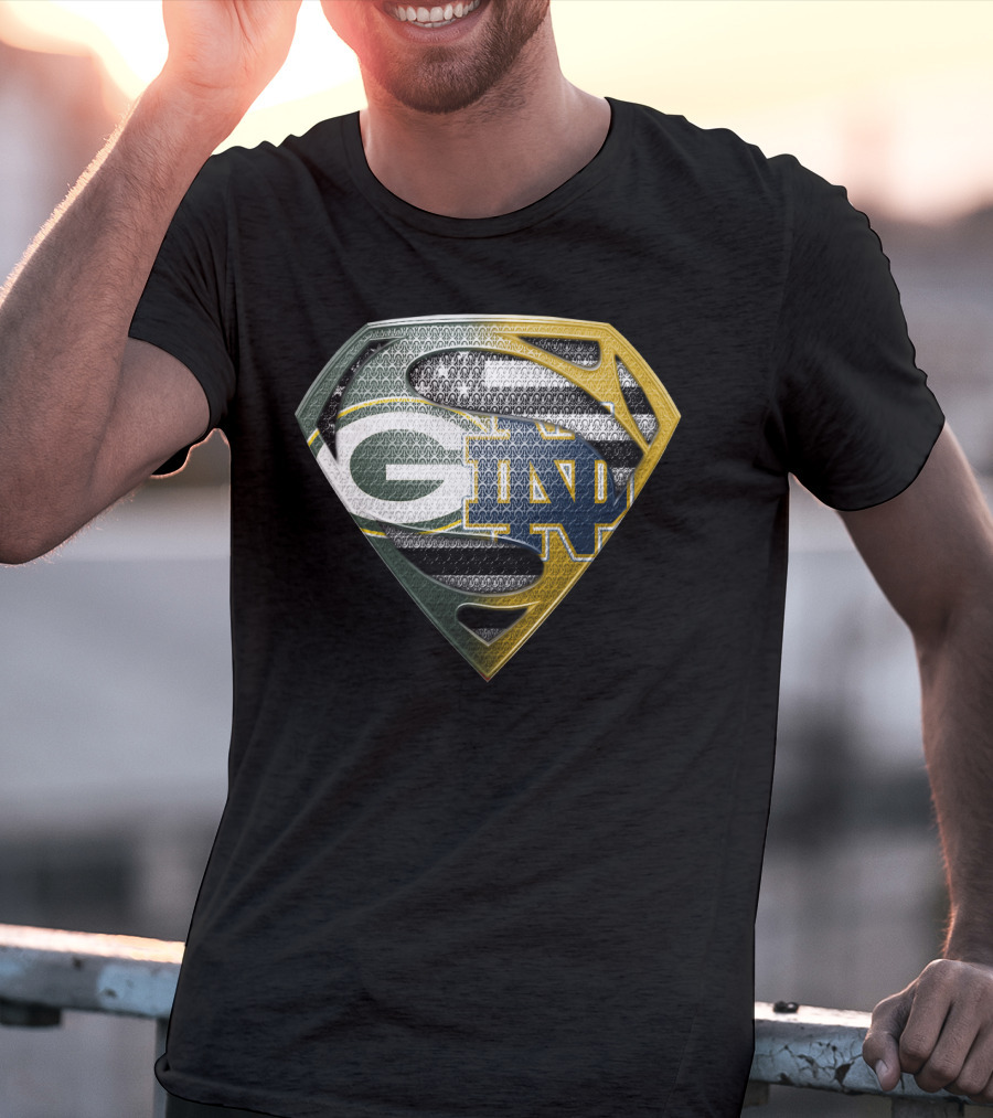 G Green Bay Packers Notre Dame Super Logo Fusion T-Shirt
