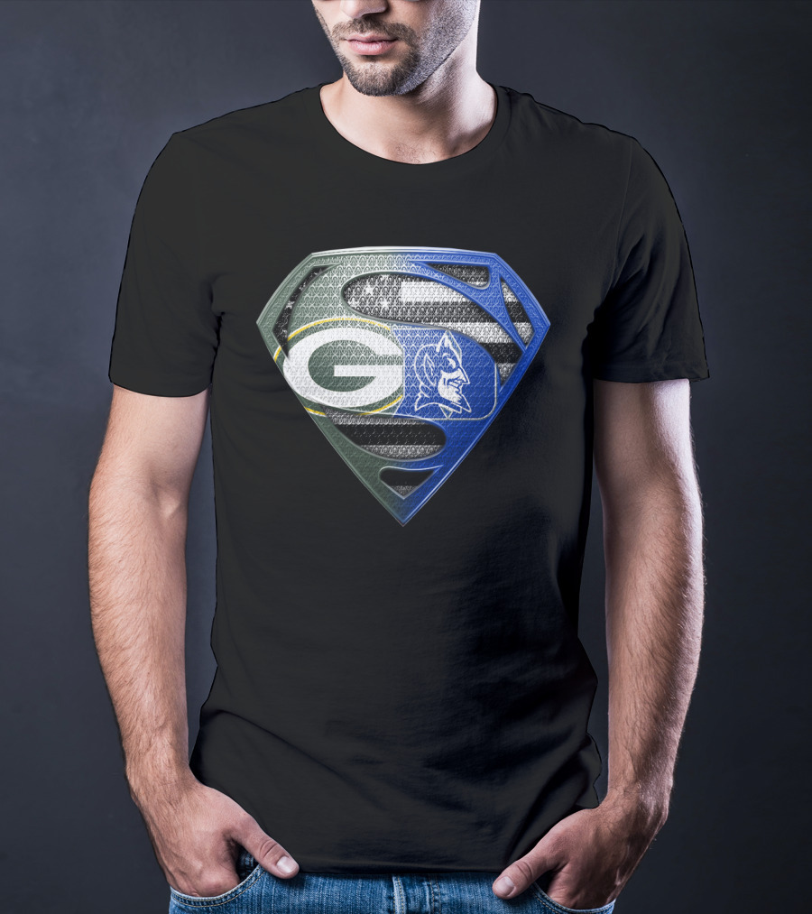Green Bay Packers Duke Blue Devils Superman Shield T-Shirt