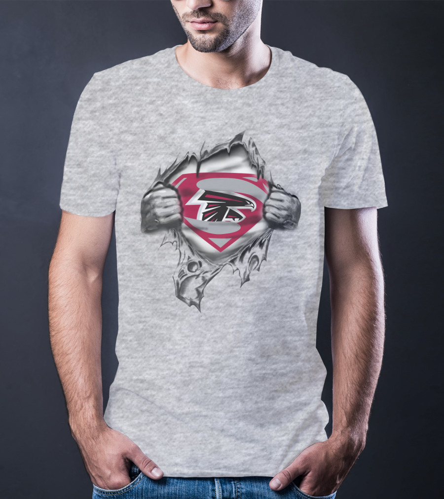 Atlanta Falcons Superman Logo Torn T-Shirt