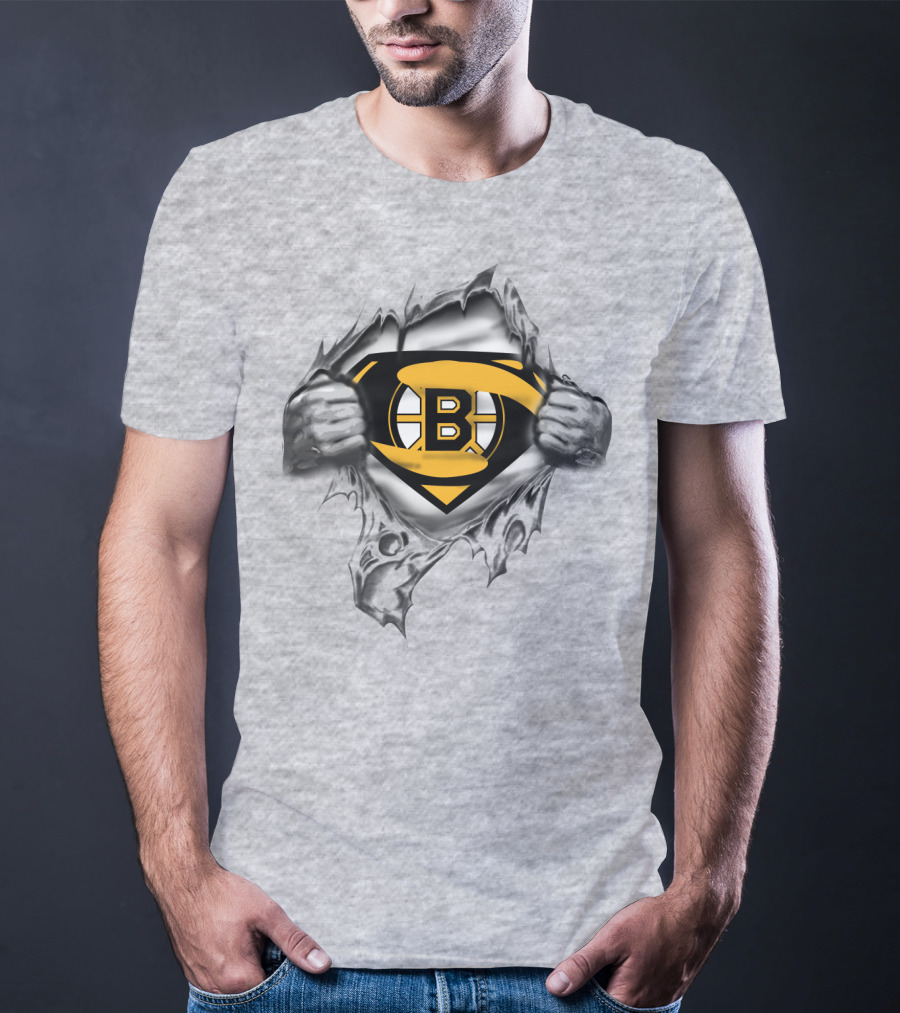 Boston Bruins Superhero Logo Tear T-Shirt