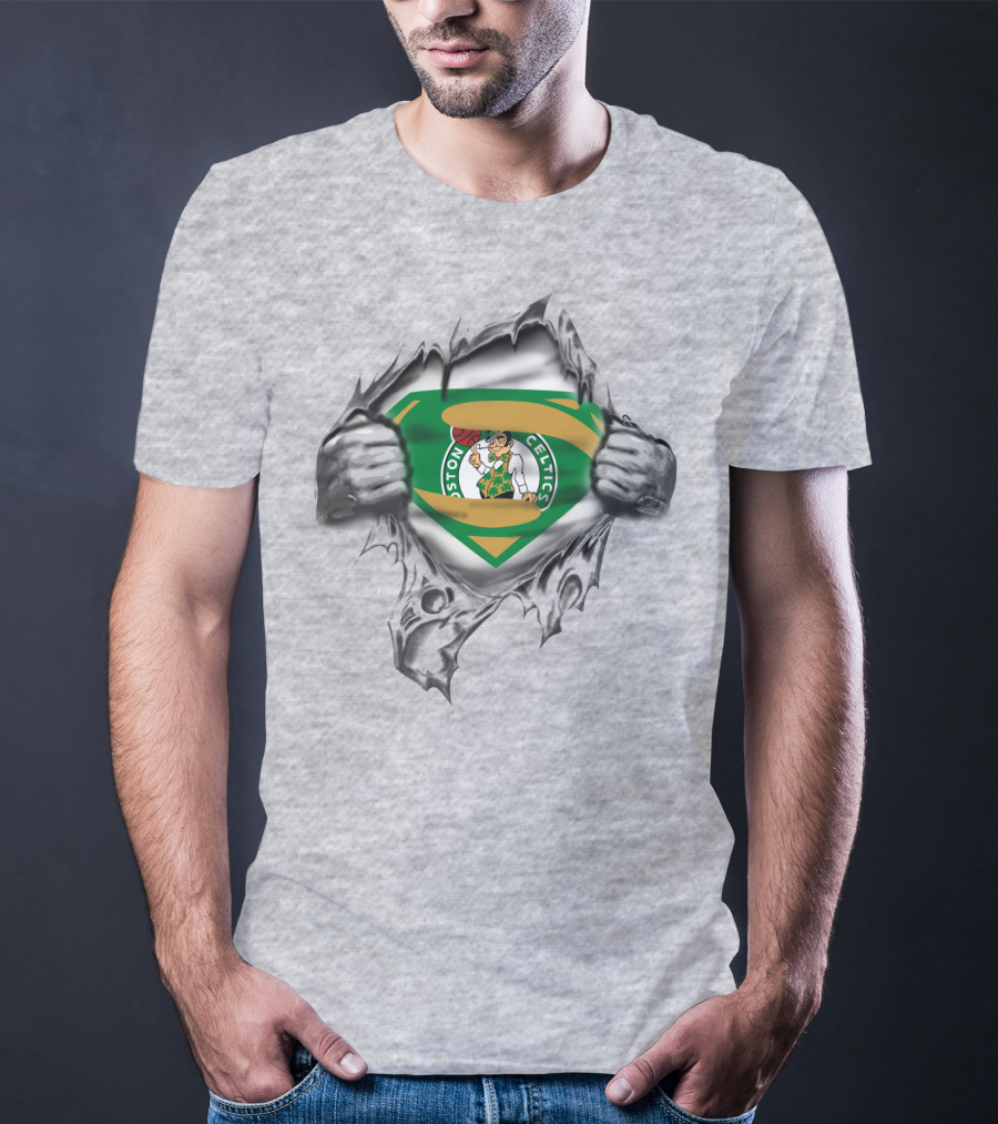 Boston Celtics Superman Logo Basketball Visual T-Shirt