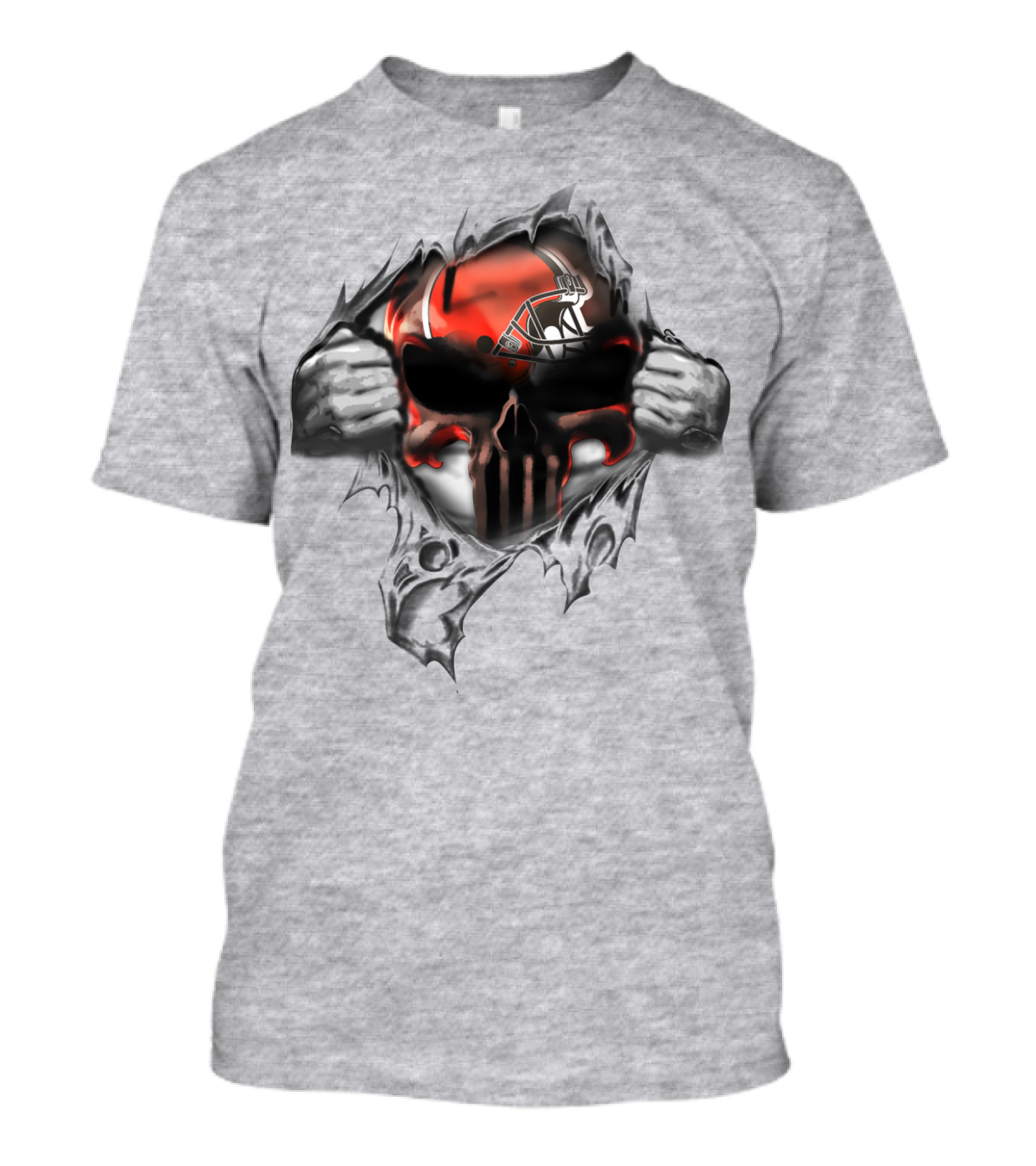 Cleveland Browns Punisher Skull Ripped T-Shirt