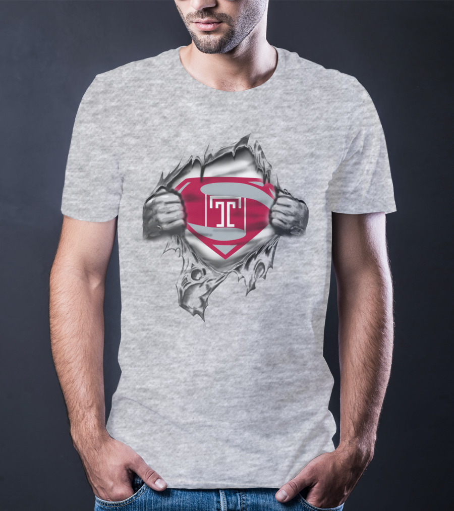 Temple University Superman Logo Tear T-Shirt