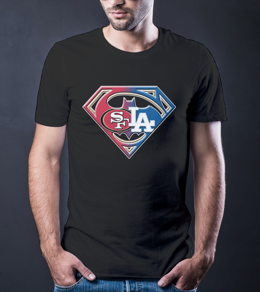 49ers Dodgers Batman Superman Logo Mashup Bat T-Shirt
