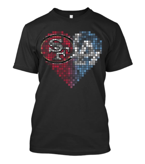 Rby 002 Heart Pixel Art Sf La Sports Logo Fusion T-Shirt