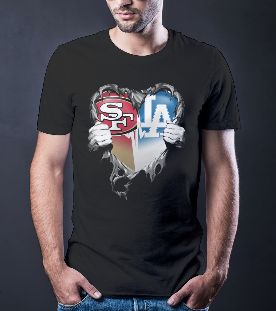 Sf And La Rivalry Heart Split Xat T-Shirt