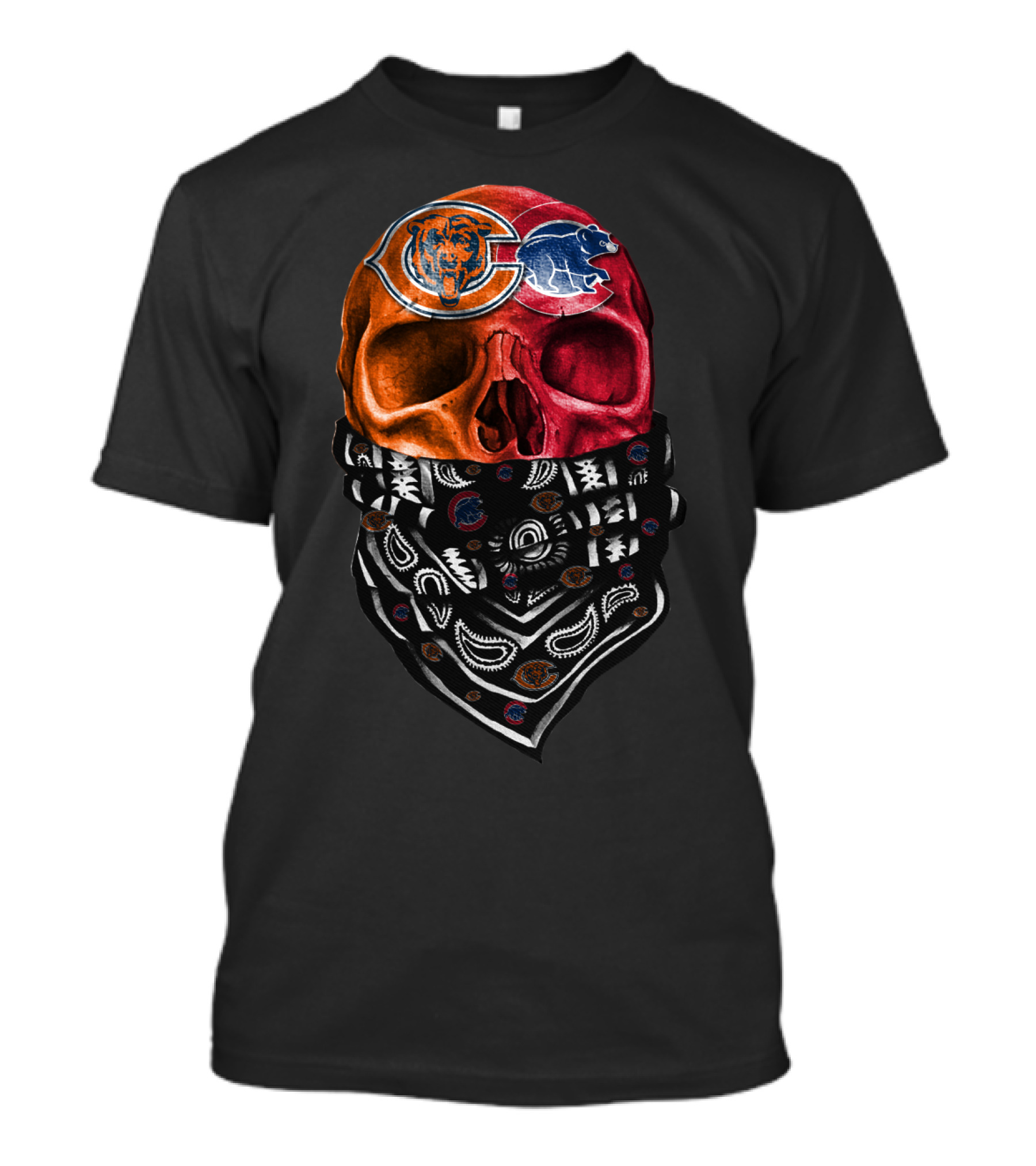 Chicago Bears Skull With Bandana Artwork DSK 008 T-Shirt