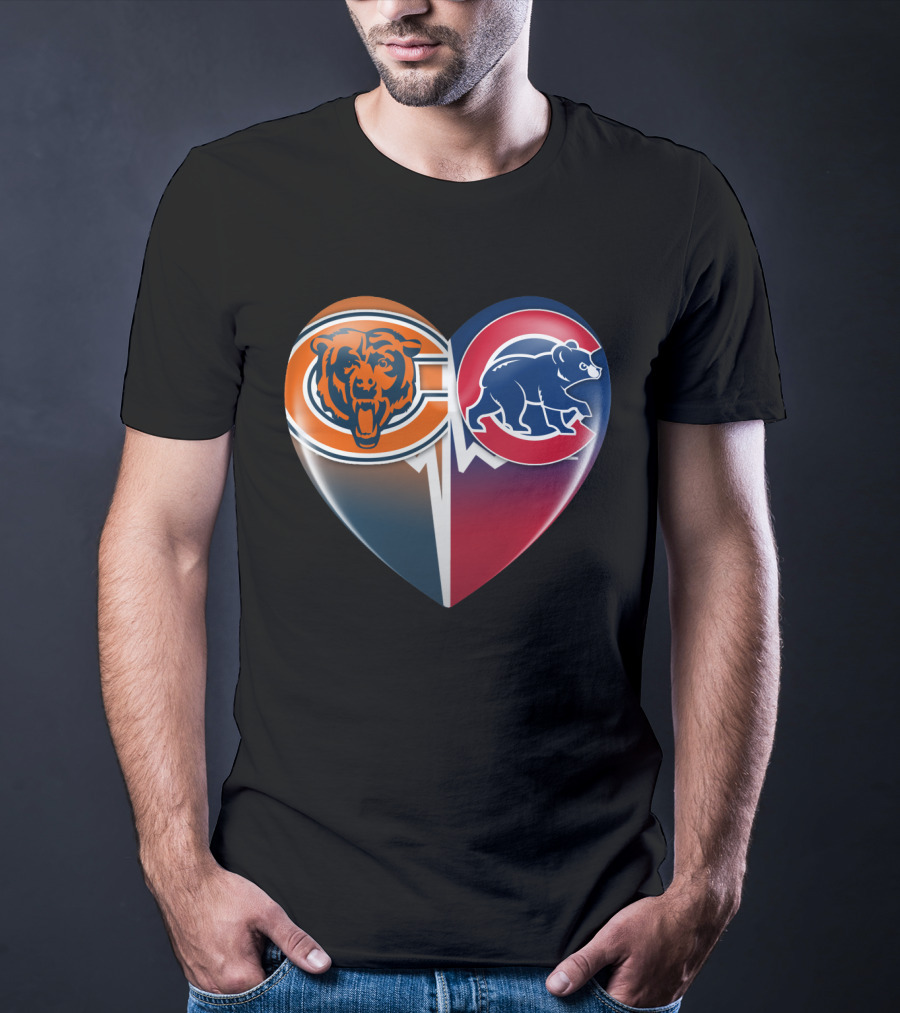 Chicago Bears And Cubs Split Heart TIM 008 T-Shirt