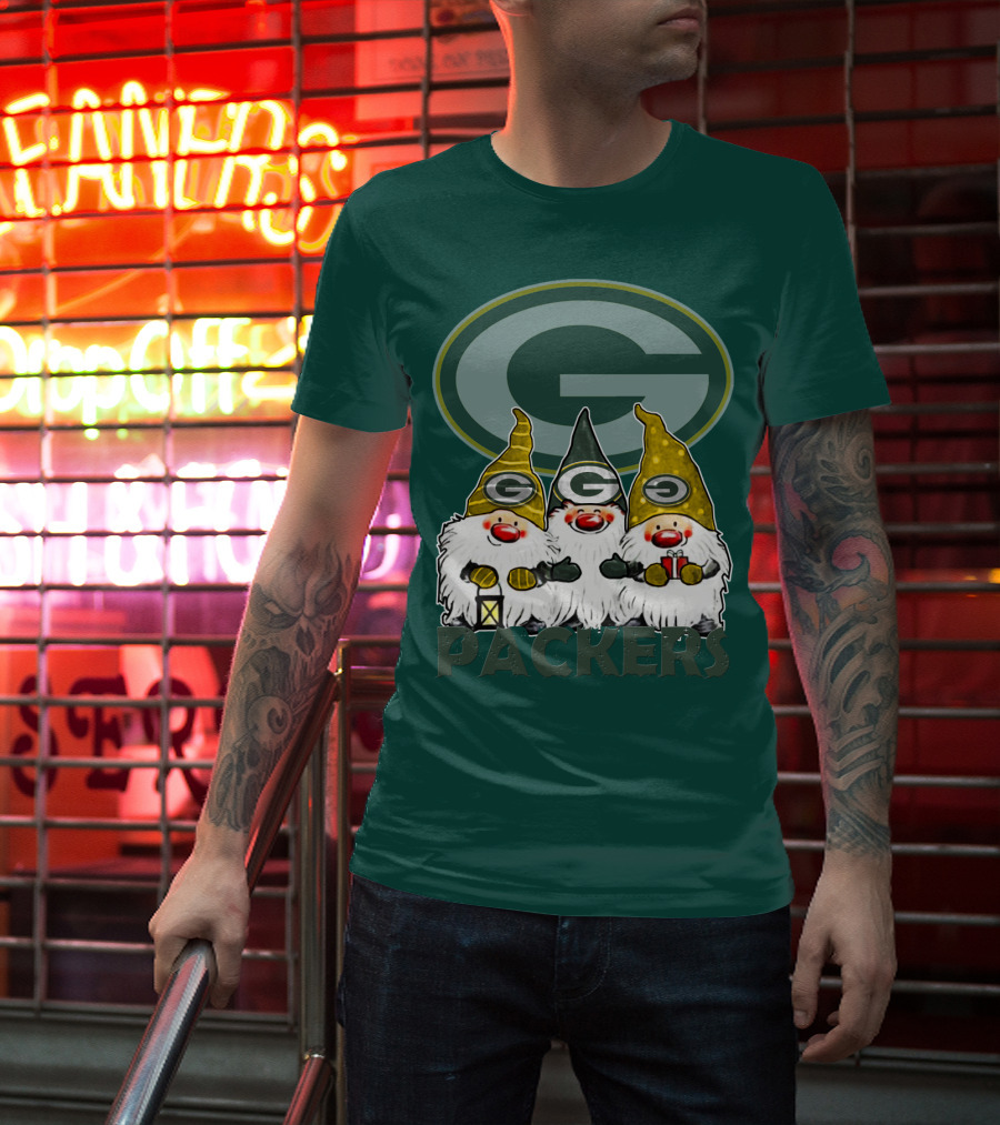 Green Bay Packers Gnomes With Team Logo On Green T-Shirt