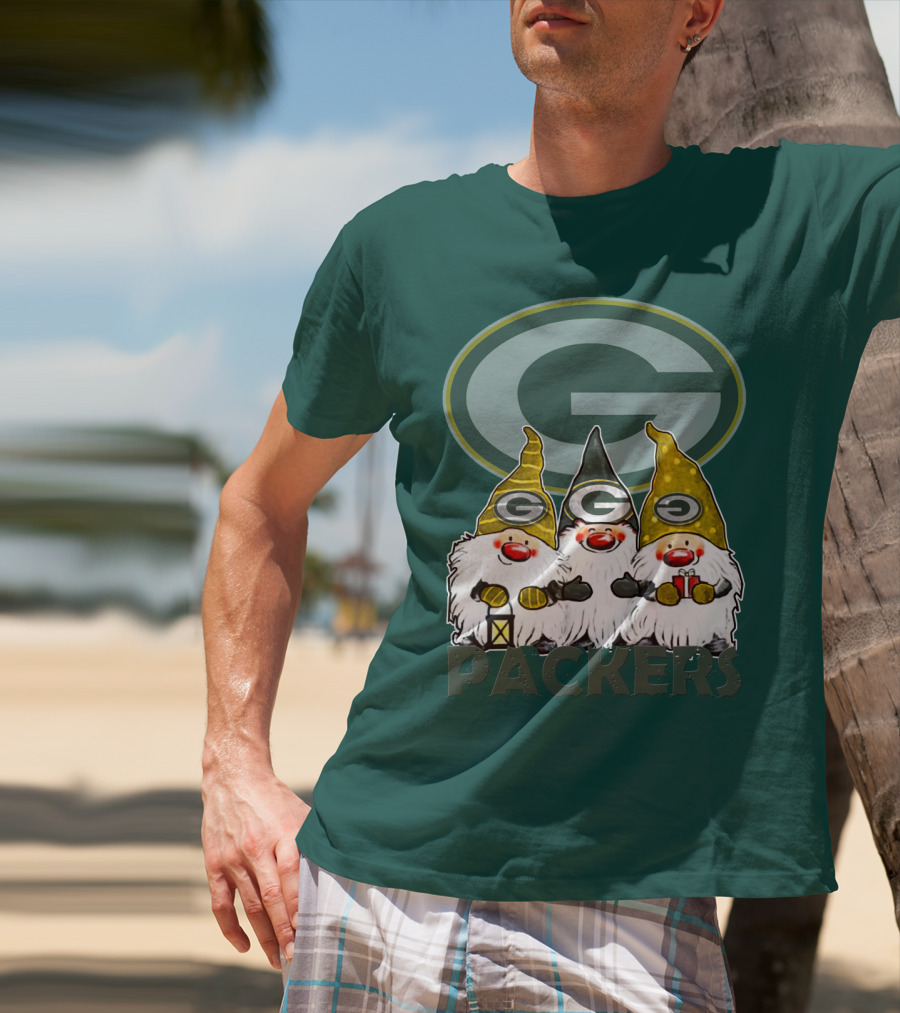 Green Bay Packers Gnomes With Team Logo On Green T-Shirt