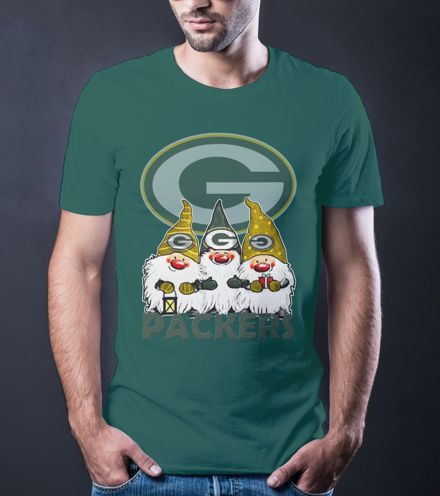 Green Bay Packers Gnomes With Team Logo On Green T-Shirt