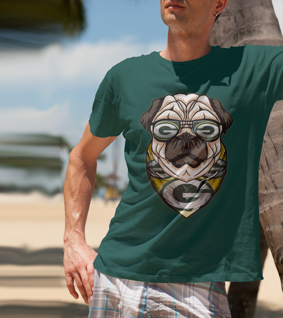 Green Bay Packers Pet Lover Pug Dog Football T-Shirt
