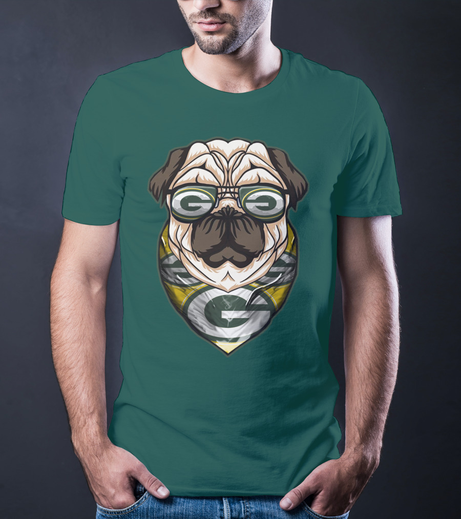 Green Bay Packers Pet Lover Pug Dog Football T-Shirt