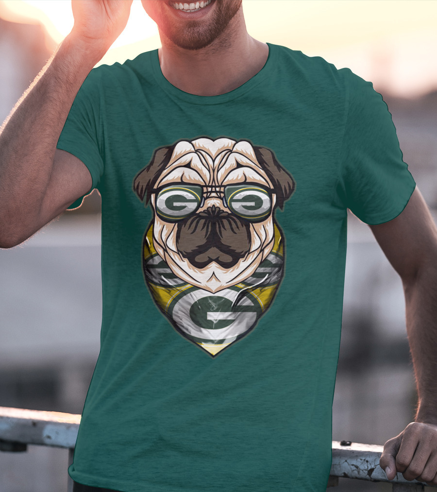 Green Bay Packers Pet Lover Pug Dog Football T-Shirt