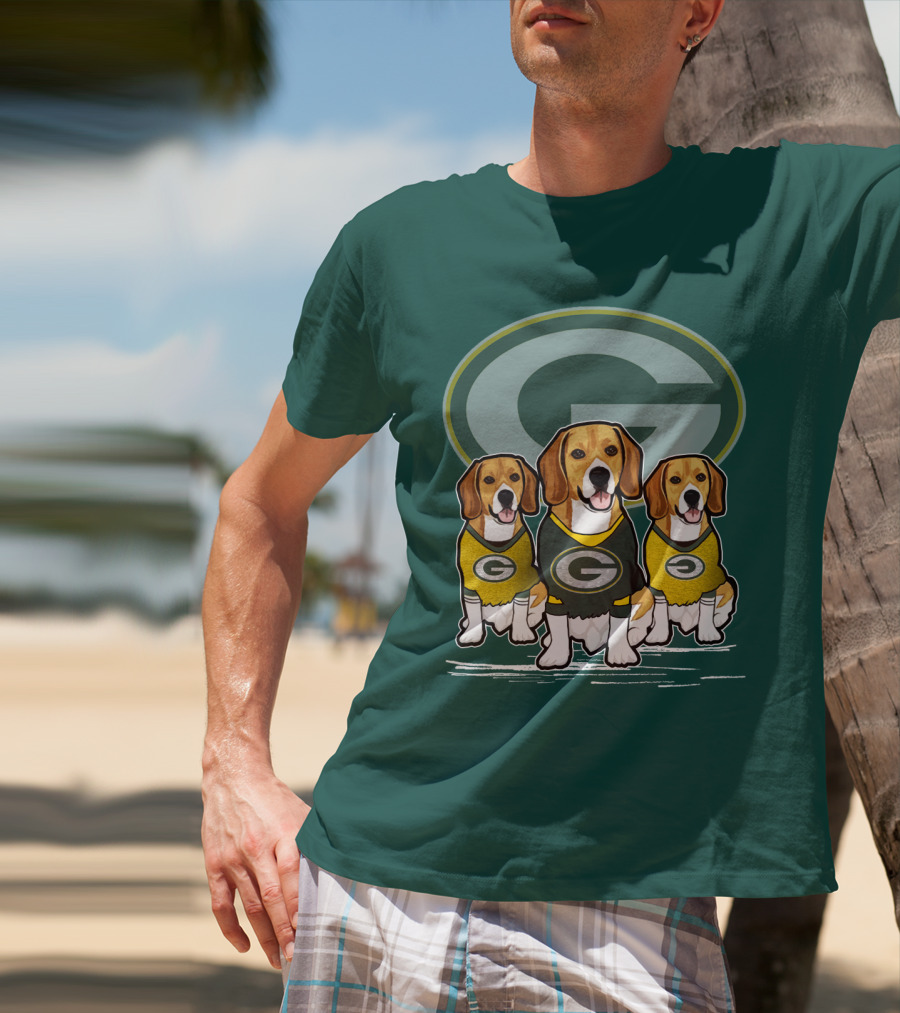 Green Bay Packers Dogs In Team Jerseys T-Shirt