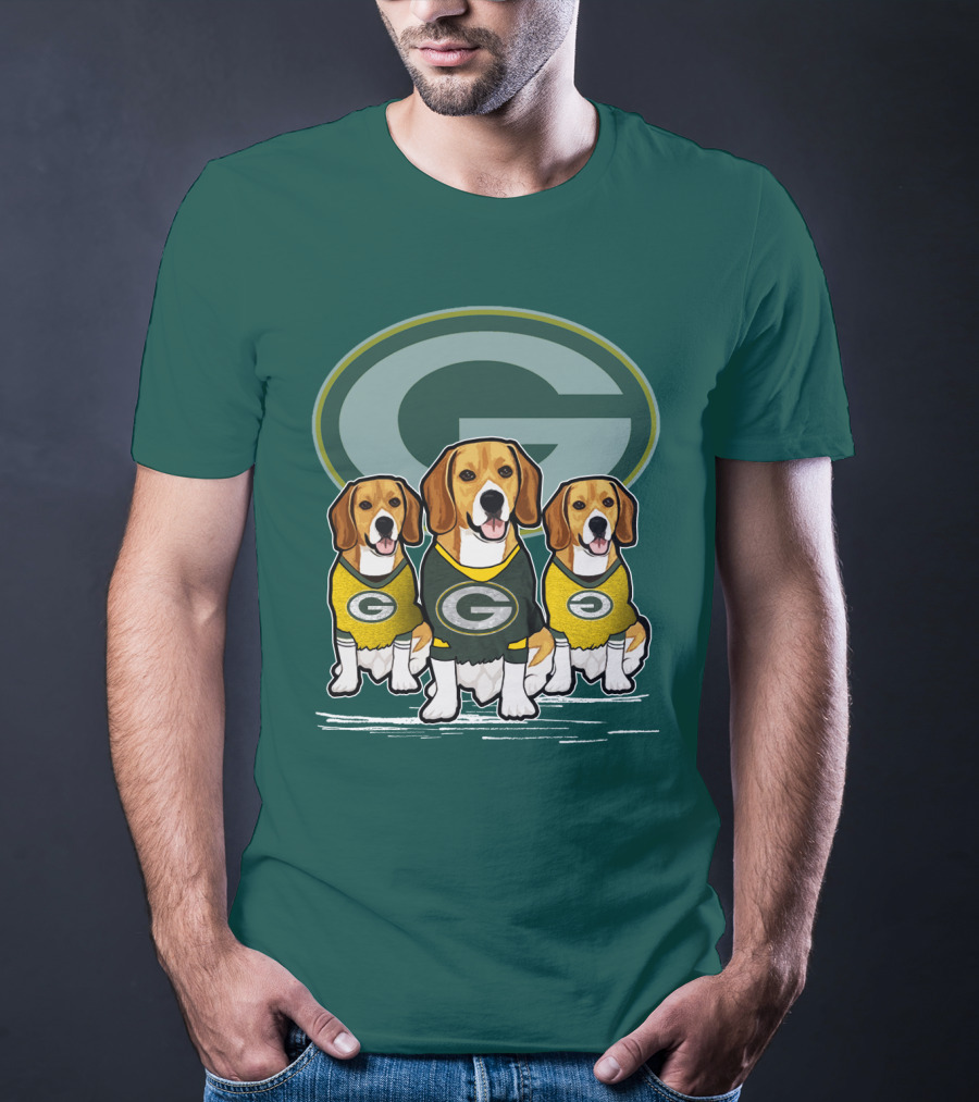 Green Bay Packers Dogs In Team Jerseys T-Shirt