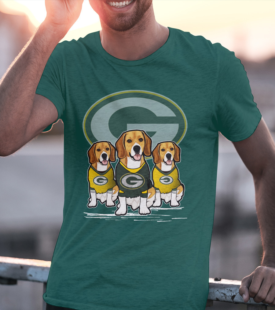 Green Bay Packers Dogs In Team Jerseys T-Shirt