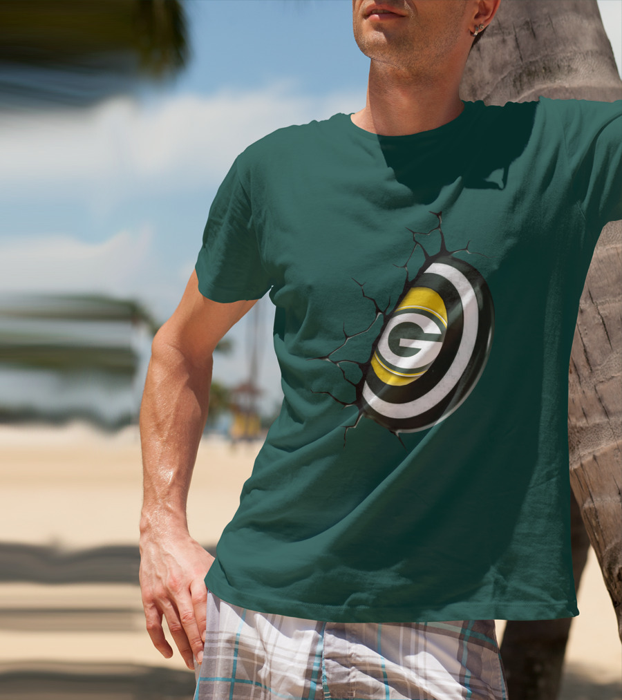 Green Bay Packers Cracked Logo Burst T-Shirt