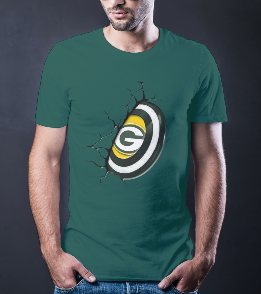 Green Bay Packers Cracked Logo Burst T-Shirt