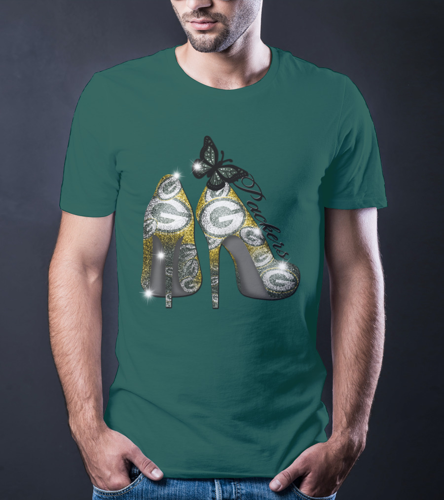 Green Bay Packers High Heels With Butterfly T-Shirt
