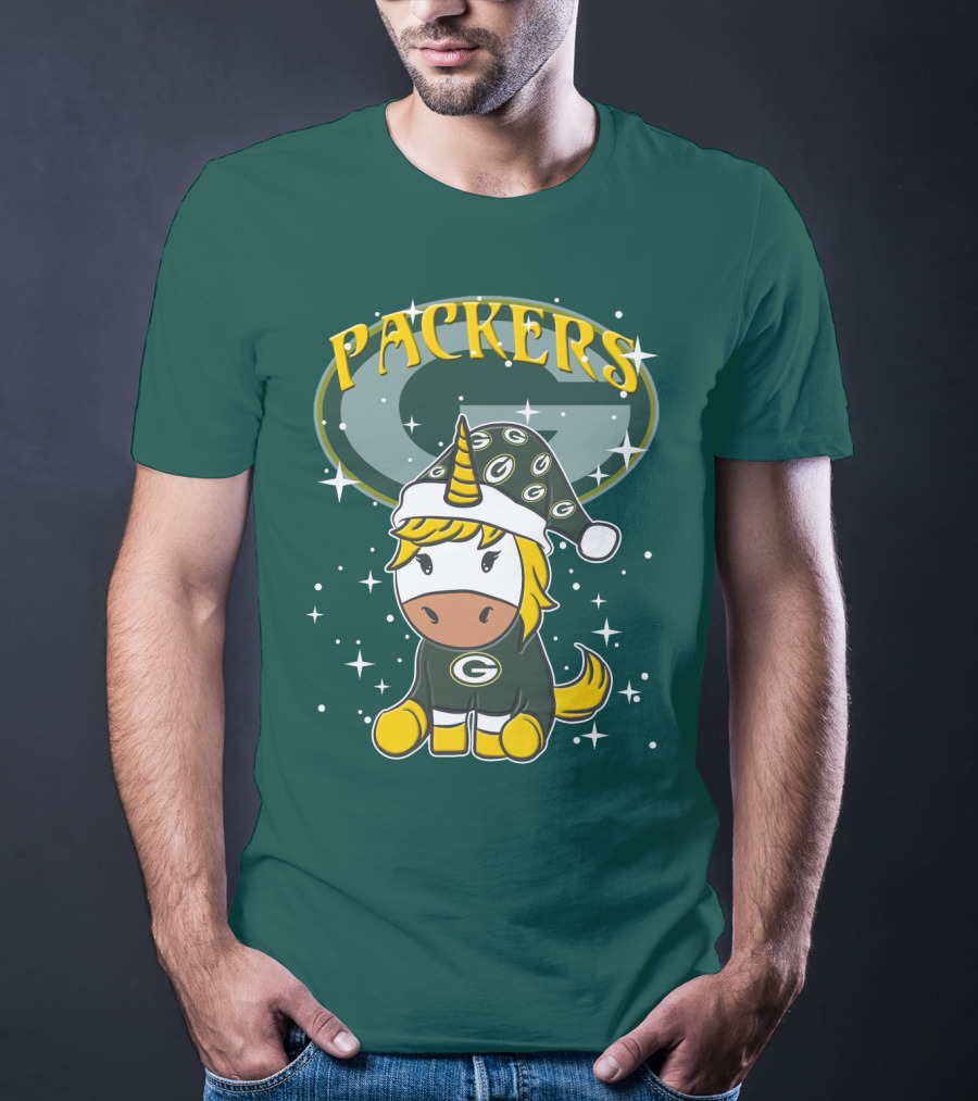 Packers Unicorn In Green Bay Colors With Stars And Logos T-Shirt