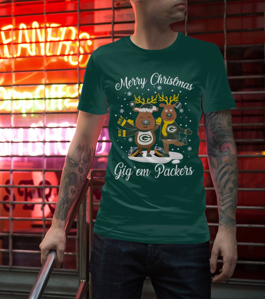 Merry Christmas Gig 'Em Green Bay Packers T-Shirt