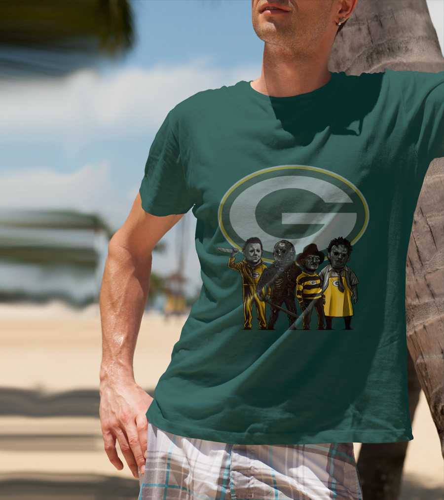 Green Bay Packers Horror Icons Characters T-Shirt