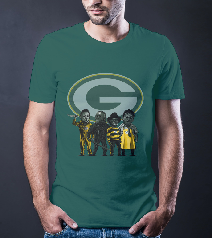 Green Bay Packers Horror Icons Characters T-Shirt