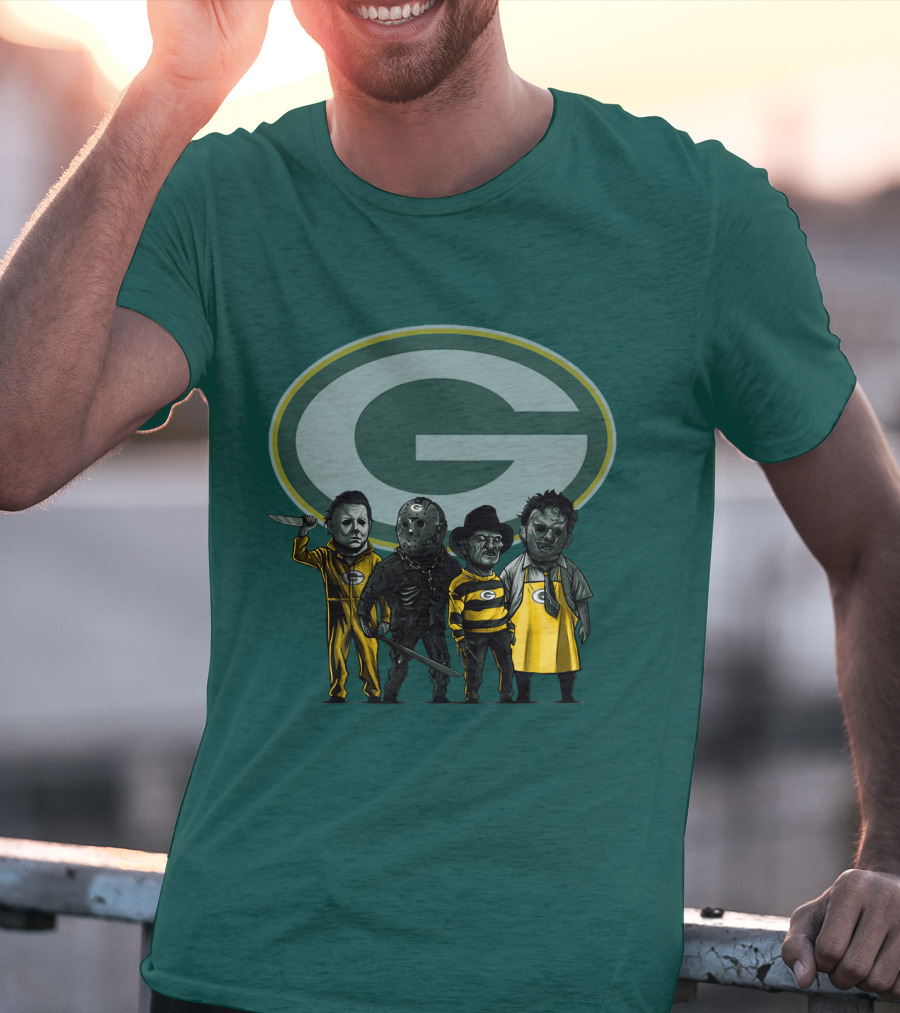 Green Bay Packers Horror Icons Characters T-Shirt