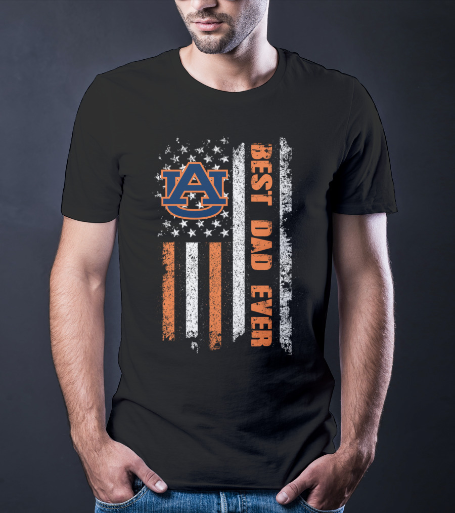 Auburn Tigers Best Dad Ever American Flag T-Shirt