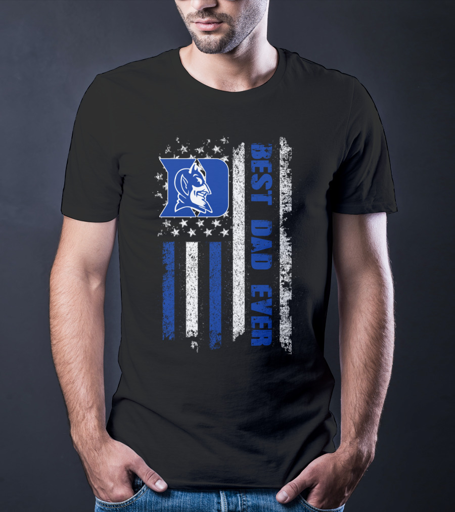 Duke Blue Devils Best Dad Ever American Flag T-Shirt
