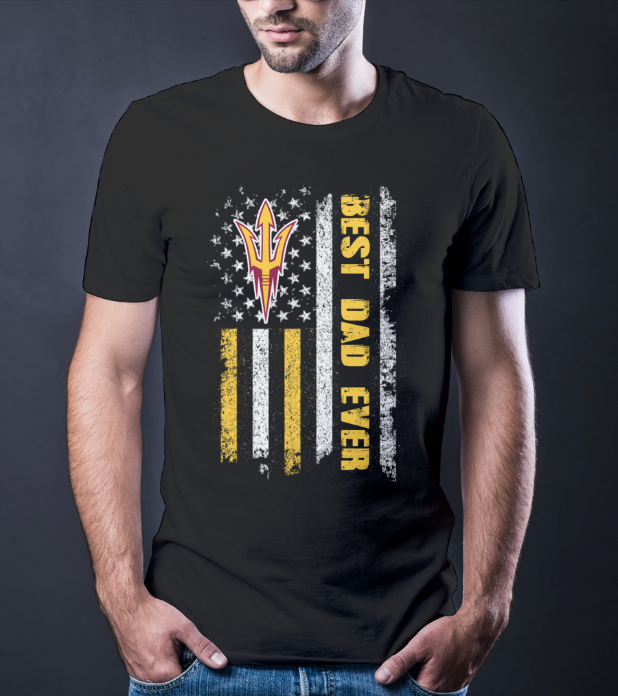 Arizona State Sun Devils Best Dad Ever Vintage American Flag T-Shirt