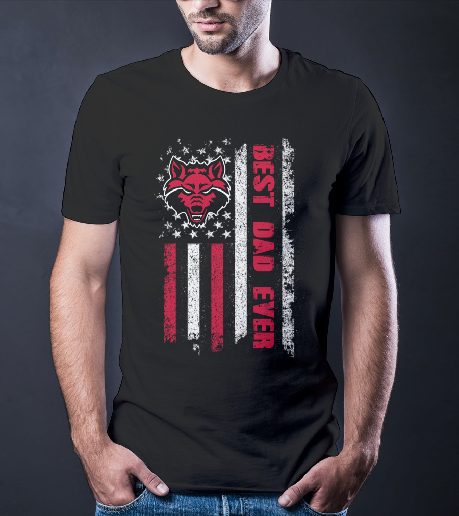 Wolf Best Dad Ever American Flag T-Shirt