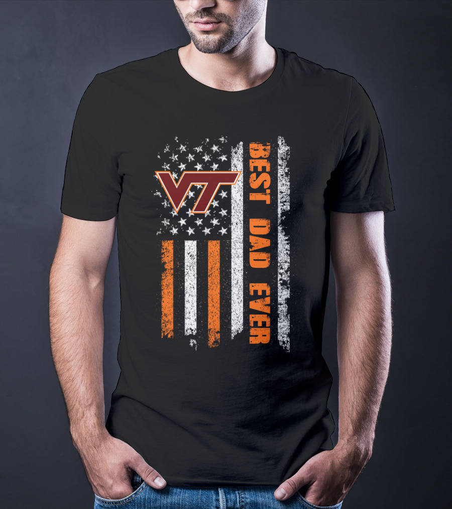 Vt Best Dad Ever American Flag T-Shirt