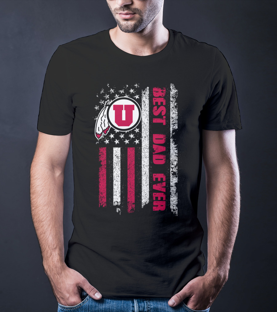Utah Utes Best Dad Ever American Flag T-Shirt