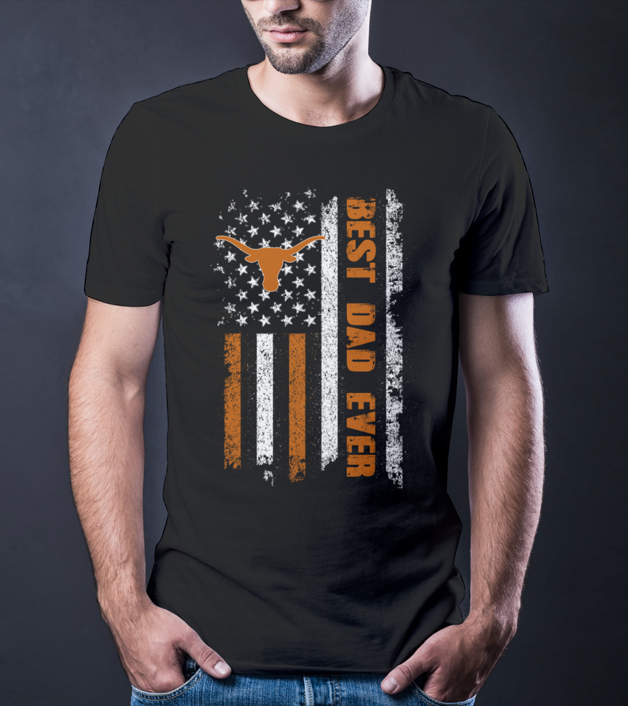Best Dad Ever Longhorn Flag Evd 064 T-Shirt