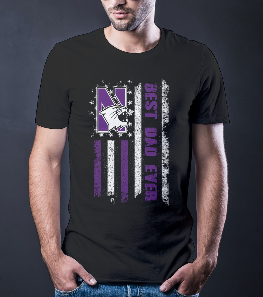 Northwestern Wildcats Best Dad Ever Flag Style Evd 055 T-Shirt