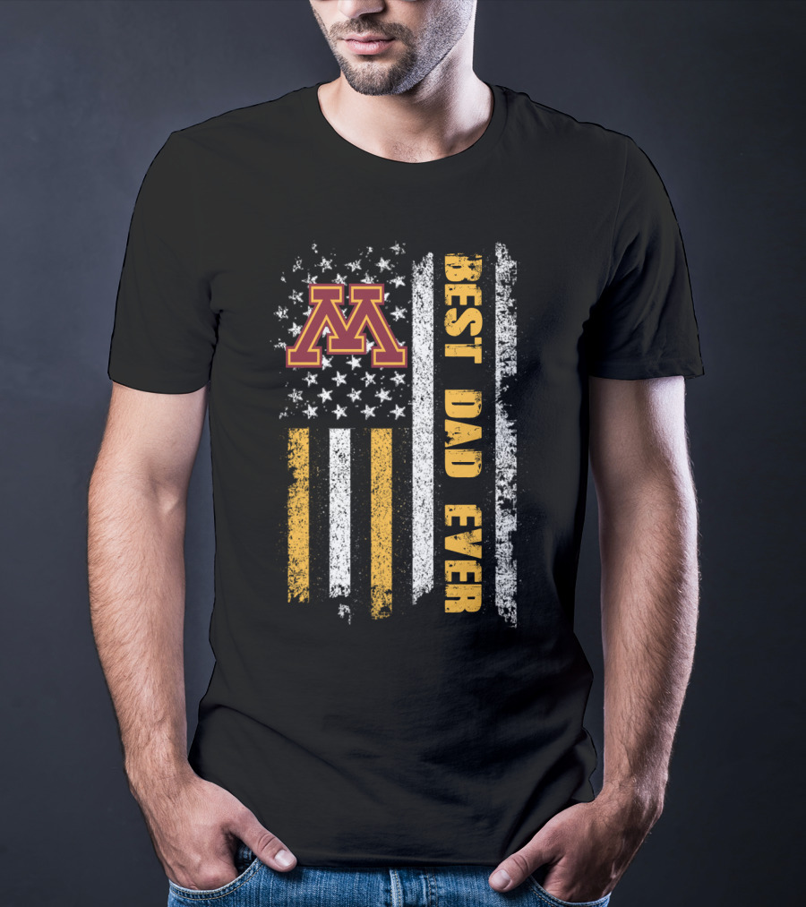 Minnesota Golden Gophers Best Dad Ever Usa Flag Evd 051 T-Shirt