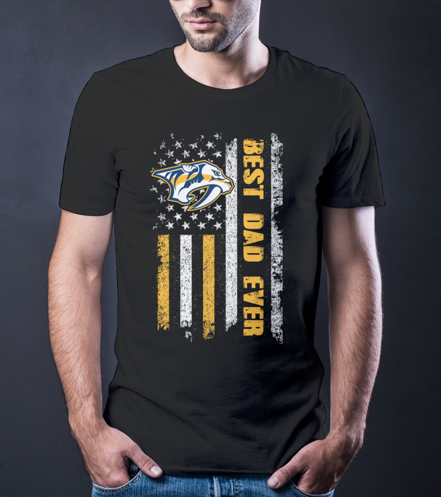 Nashville Predators Best Dad Ever Usa Flag Evd 015 T-Shirt