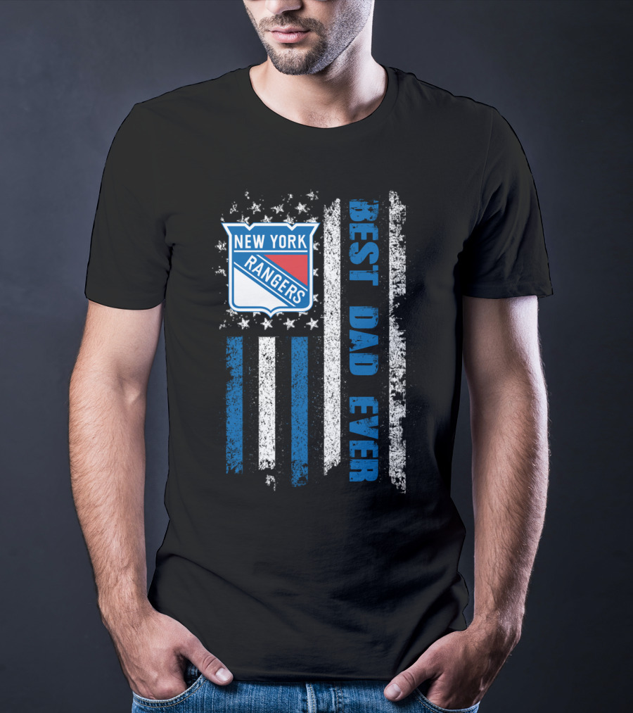 New York Rangers Best Dad Ever Stars Stripes Flag T-Shirt