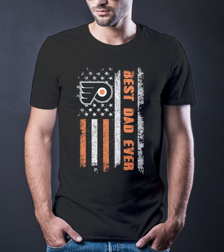 Philadelphia Flyers Best Dad Ever American Flag Distressed Style T-Shirt