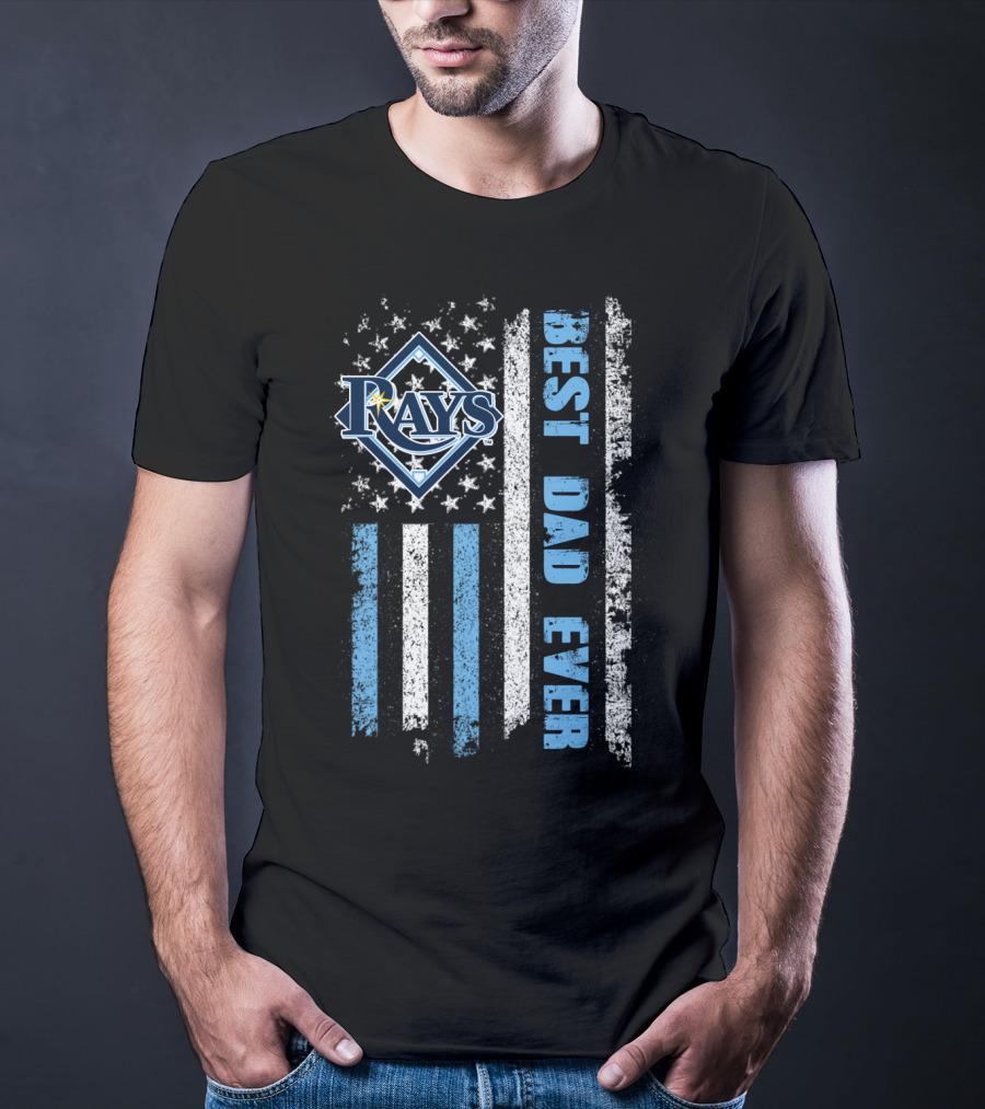 Rays Best Dad Ever American Flag Blue Stripes T-Shirt