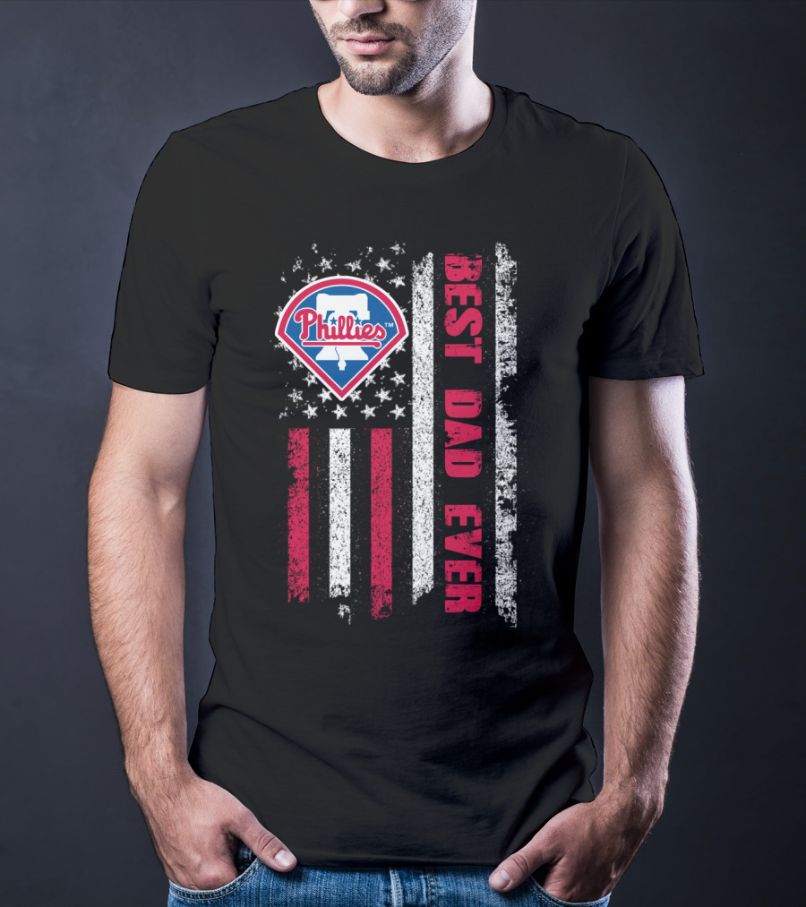 Phillies Best Dad Ever American Flag Style T-Shirt