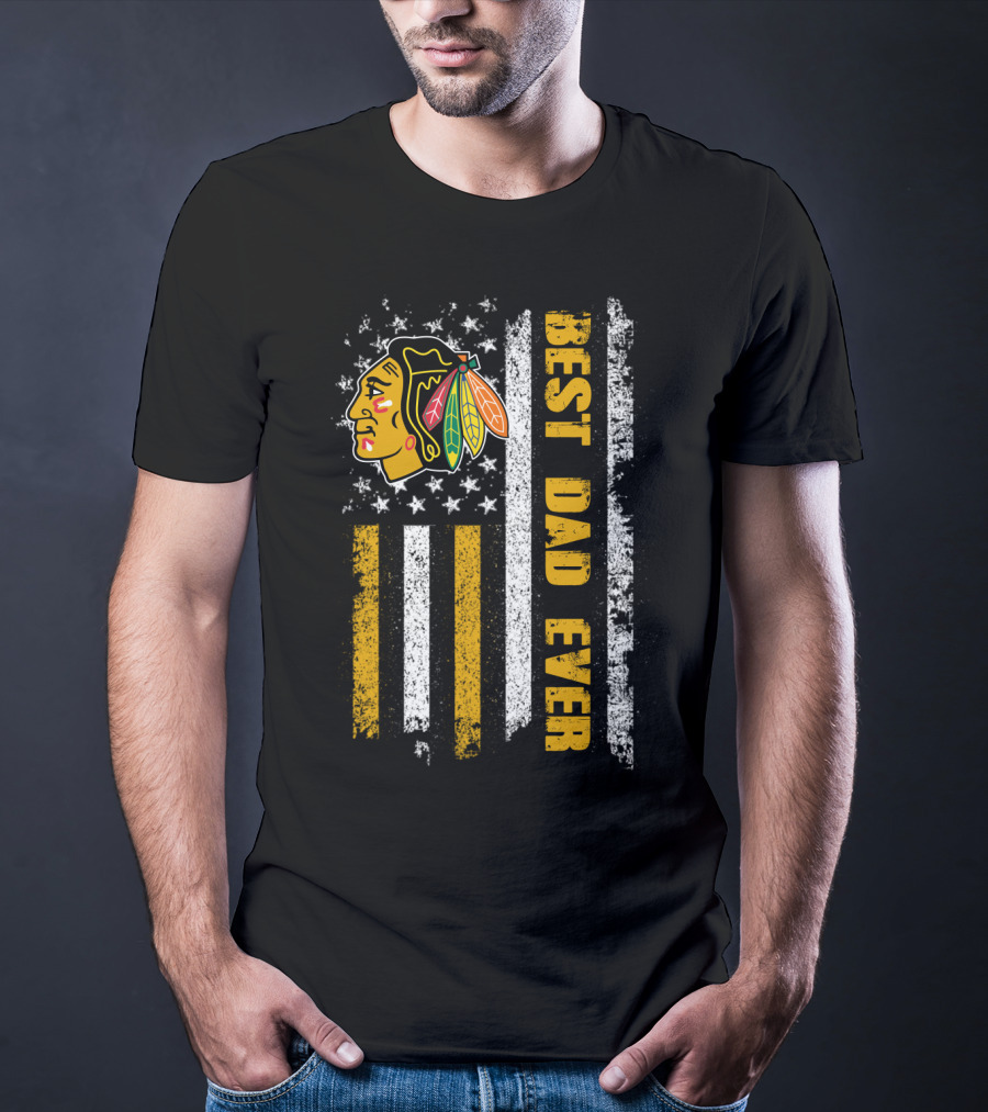 Best Dad Ever Vintage Flag And Native Head T-Shirt