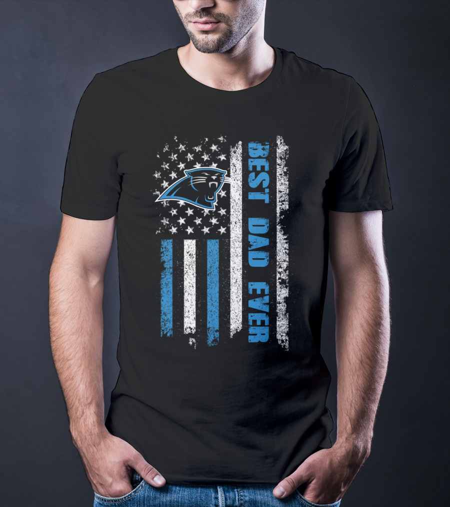 Carolina Panthers Best Dad Ever American Flag T-Shirt