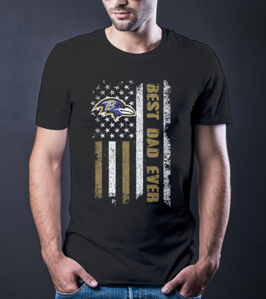 Baltimore Ravens Best Dad Ever American Flag T-Shirt