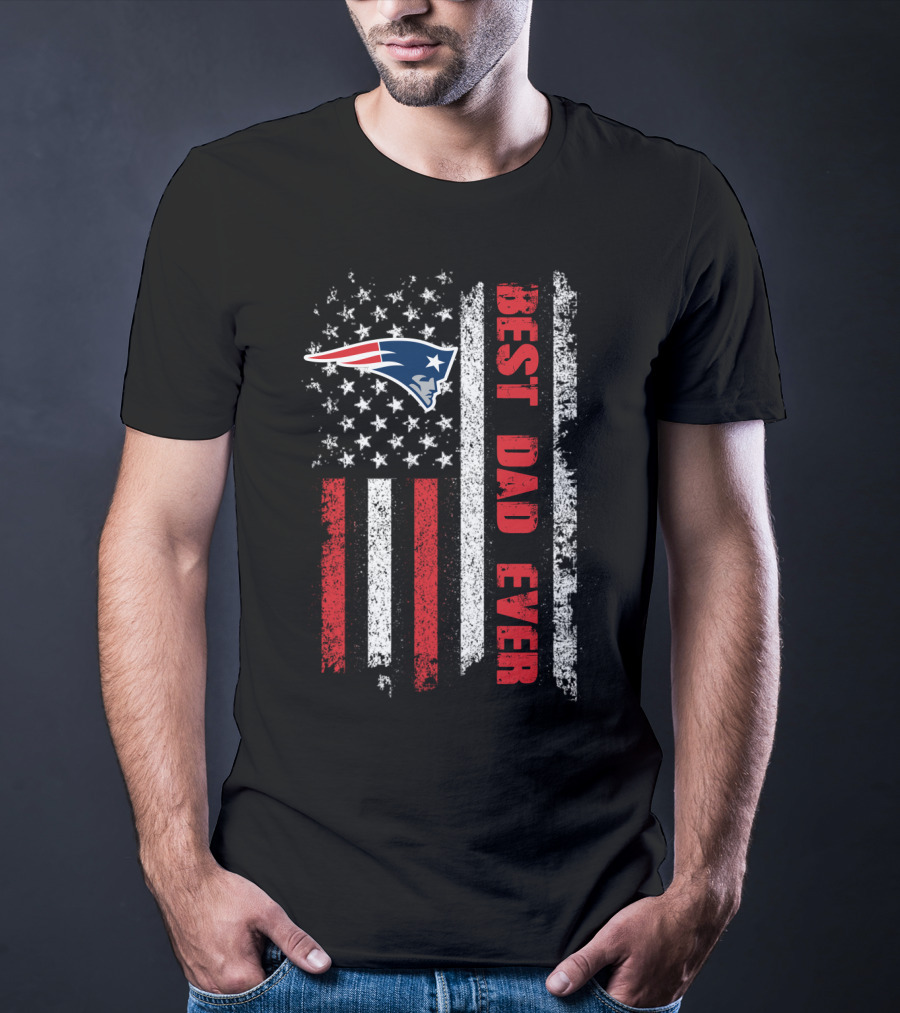 Best Dad Ever New England Patriots Usa Flag T-Shirt