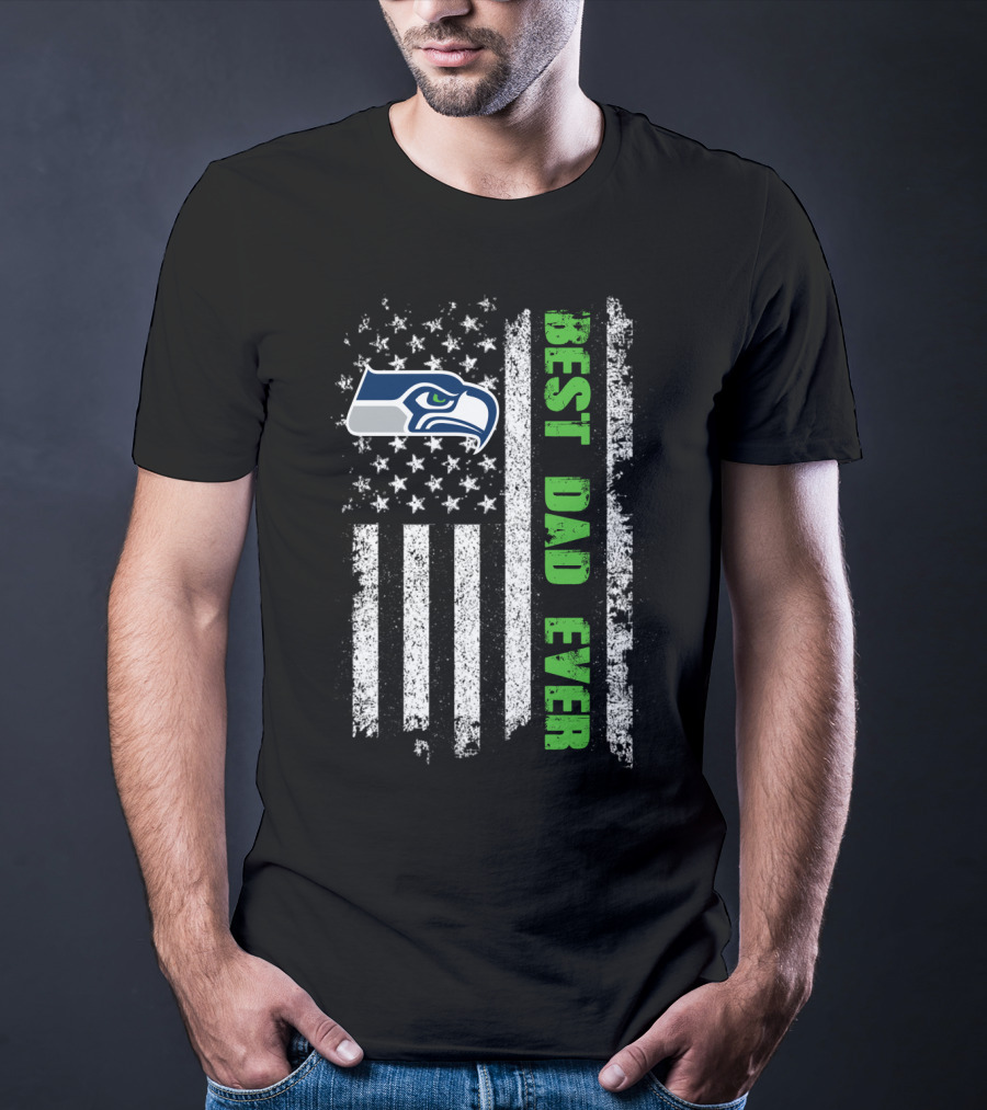 Seattle Seahawks Best Dad Ever American Flag T-Shirt