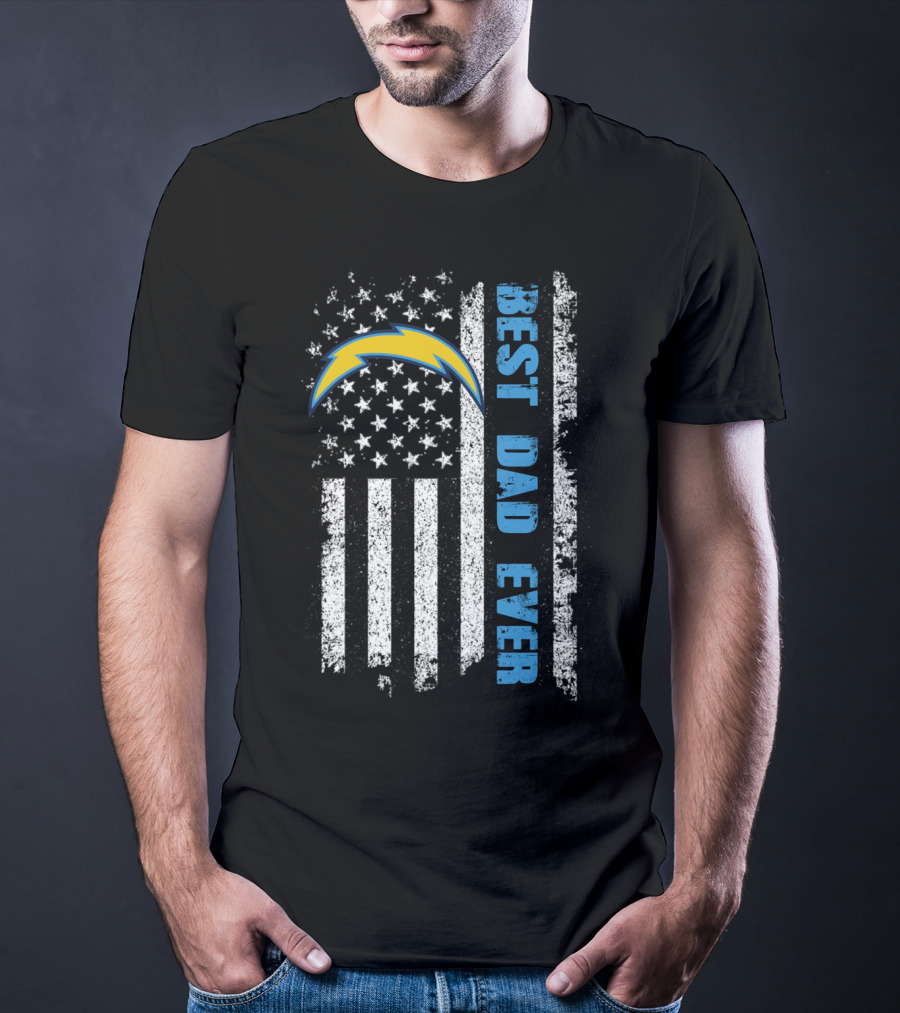 Best Dad Ever Chargers Flag T-Shirt