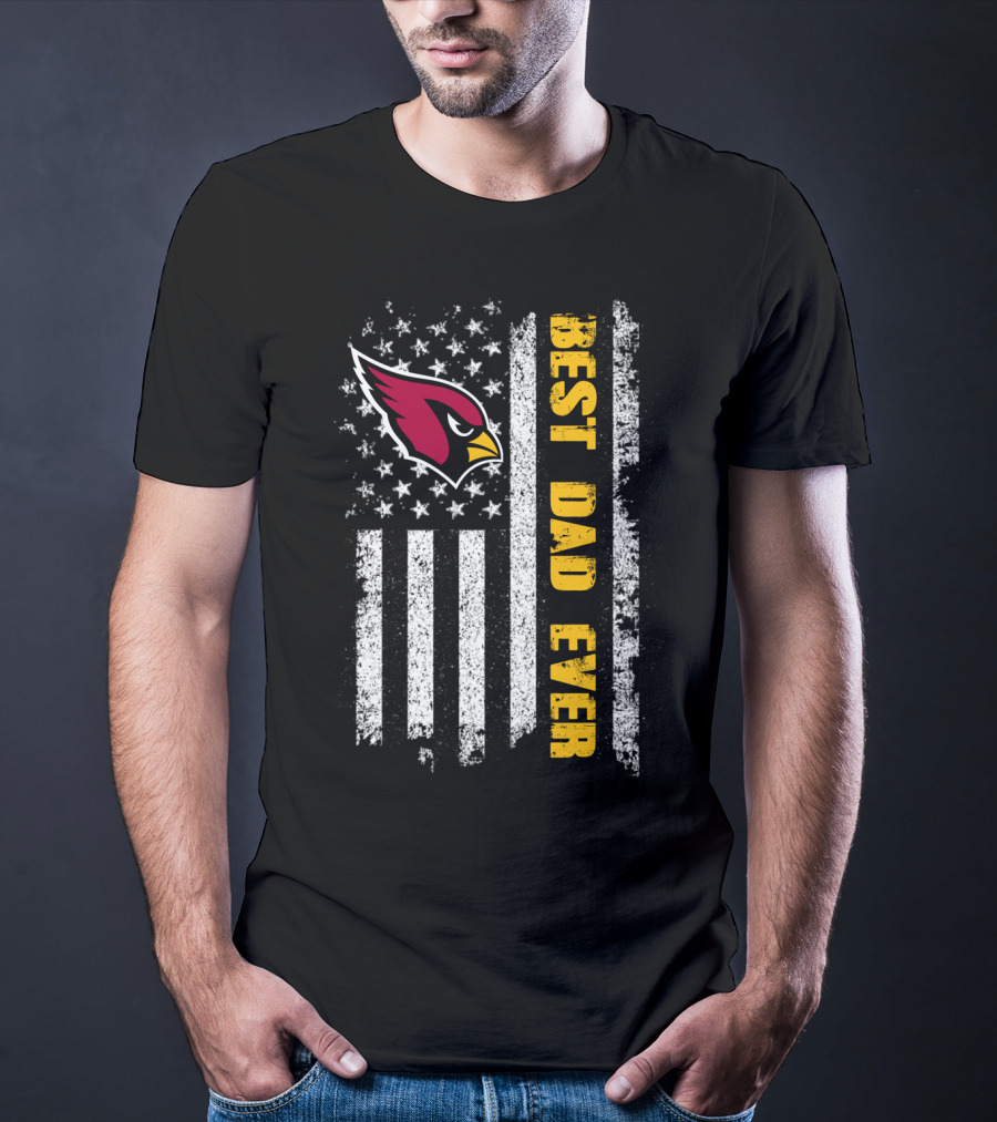 Evd 142 Best Dad Ever Arizona Cardinals American Flag T-Shirt